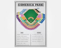 comerica park wood print comerica seat map seating chart pop art wall decor man cave detroit tigers seat map comerica park