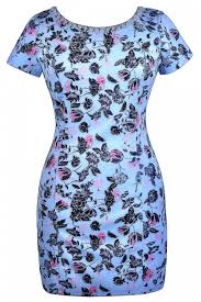 Out Of The Sky Blue Floral Print Embellished Dress Plus Size