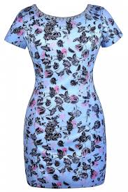 out of the sky blue floral print embellished dress plus size