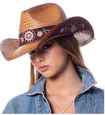 Cowgirl Hat Pink Flower Straw Vintage Leather Western Concert Women S Cowboy Hat 696303018387 Ebay