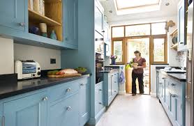 Small Spaces Kitchens Galley Kitchen Design Small Galley Kitchen Designs Blue Kitchen Cabinets