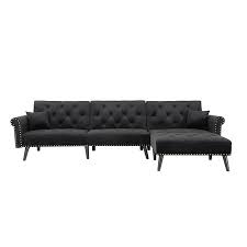 Hs reversible sectional sofa & chaise sleeper black pu fabric metal legs beautiful living room furniture. Irene Inevent Microfiber Reversible Sectional Sofa Sleeper Foam Polyester Filling Sofa Bed Set Home Furniture Black Accuweather Shop