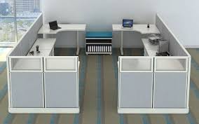 Bullpen Office Cubicle With Sitting Standing Desks Joyce Contract In 2020 Office Cubicle Design Cubicle Design Office Design