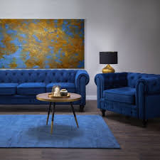 Velvet Navy Blue Chesterfield Luxurious Living Room Glamour Interior Velvet Living Room Chesterfield Sofa Living Room Living Room Sets