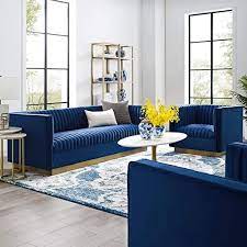 Modway Sanguine Vertical Channel Tufted Upholstered Performance Velvet Sofa A Living Room Sofa Design Luxury Furniture Living Room Blue Velvet Sofa Living Room
