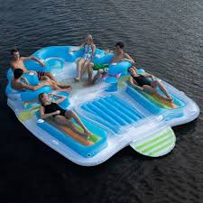 Searching For A Pool Float To Fit The Whole Family This One Holds Up To 7 People Inflatable Floating Island Lake Toys Pool Floats
