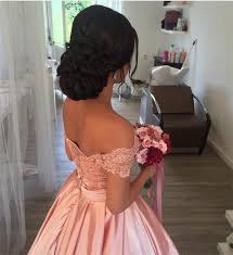 Elegant Lace Off Shoulder Pink Satin Wedding Dresses Ball Gowns Ball Gowns Wedding Best Wedding Hairstyles Stylish Hair