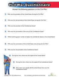 Civil War Quiz Worksheet Education Com History Worksheets Middle School History Social Studies Worksheets