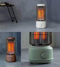 空気を汚さず温まる電気ヒーター遠赤外線効果で芯から暖まる電気ストーブリビングや脱衣所に置けるレトロデザイン暖房器具ミントグリーン アッシュブラウン ホワイトアイボリーガードカバー 取っ手付きで持ち運び楽々転倒時には安全オートオフ機能 電気ストーブ 暖房