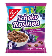 Schokolade im wasserbad schmelzen, auf den kuchen streichen, den kuchen kalt stellen. Gut Gunstig Schoko Rosinen In Vollmilchschokolade 200g