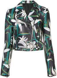 Dvf Diane Von Furstenberg Floral Print Biker Jacket Biker Jacket Fashion Lamb Leather Jacket