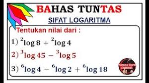 Pelajari pengertian sifat rumus persamaan pertidaksamaan tabel contoh soal. Pembahasan Soal Sifat Penjumlahan Dan Pengurangan Pada Logaritma Youtube