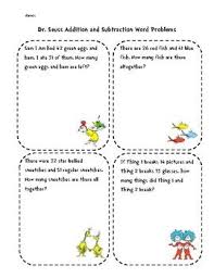 Dr Seuss Addition And Subtraction Double Digit Word Problems Word Problems Math Word Problems Kindergarten Addition Word Problems