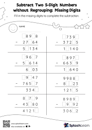 subtraction within 100000 worksheets for kids online splashlearn