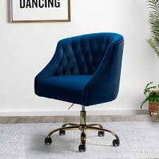 Black and grey retro office chair. Navy Blue Velvet Desk Chair Wayfair Ca
