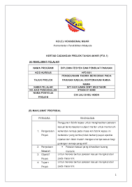 Contoh proposal tugas akhir yang akan dipaparkan di sini meliputi contoh sistematika proposal dan beberapa contoh judul proposal yang pernah diuji. Doc Kolej Vokasional Muar Kementerian Pendididkan Malaysia Kertas Cadangan Projek Tahun Akhir Pta 1 Nama Program Diploma Fesyen Dan Pembuat Pakaian Kod Kursus Hfd 801 Ct Nur Hawa Academia Edu