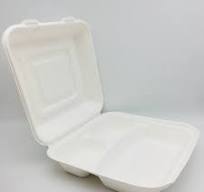 Disposable Bassage Pulp Clamshell Lunch Box 8 Inches