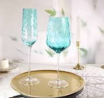 Blue Wavy Custom Made High Quality Lead-Free Crystal Wedding Hotel Luxury  Wine Glasses Hammered Texture Custom Color Red Wine