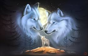Download the best wolf wallpapers backgrounds for free. Hd Wallpaper Two White Wolf Illustrations Animals Night Art Wolves Howl Wallpaper Flare