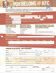 Kfc has been using harland sanders original recipe for their chicken since 1940. Kentucky Fried Chicken Job Application Form Free Download