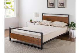 Easy assembly with all parts, tools and instructions packed in one box. Zinus Suzanne Metal And Pine Wood Platform Bed Frame With Headboard And Footboard Mattress Base Support Wooden Slat Black Steel Ironline Industrial Matt Blatt