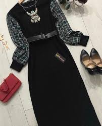 Kemer Hediyeli Ekose Kemer Hediyeli Ekose Balon Kol Fitilli Triko Elbise 44 Bedene Kadar Fiyat 80tl Long Sleeve Dress Outfits Dresses With Sleeves