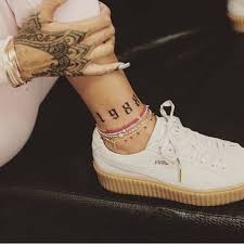 Birth Year Tattoo Designs Ankle Rihanna S 1988 Birth Year Temporary Tattoo Set Of 3 Rihanna Tattoo Tattoos Celebrity Tattoos