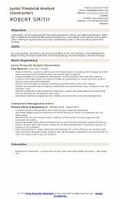 Junior Financial Analyst Resume Samples Qwikresume