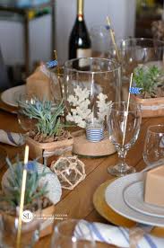 Stretch a (fishing) net across the tablecloth, sea shells and starfish symbolize the sea and beach. Nautical Table Setting Diy Beach Themed Tablescape Bystephanielynn Beach Theme Centerpieces Nautical Table Setting Beach Table Decorations