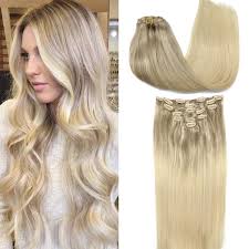 4.4 out of 5 stars 2,958 ratings | 76 answered questions price: Amazon Com Goo Goo Human Hair Extensions Clip In Natural Ombre Ash Blonde To Golden Blonde And Platinum Blonde Remy Clip In Hair Extensions Straight Long 22 Inch 120g Beauty