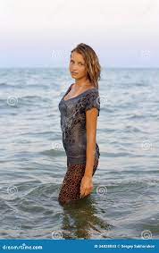 Nice girl in wet clothes stock image. Image of dressed - 34828043