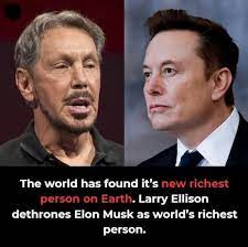 Larry Ellison Becomes World's Richest, Beats Elon Musk! Oracle's co-founder Larry Ellison just passed Elon Musk to become the world's richest man! His wealth jumped by more than $100 billion in one