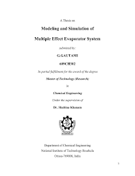 Modeling And Simulation Of Multiple Effect Evaporator System