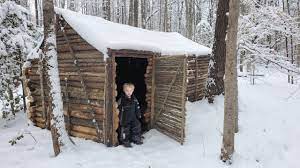 Make sure you have the right gear, and plan ahead for the weather. Building Log Cabin By Hand 9 Days Winter Camping With 3 Yr Old In Bushcraft Primitive Shelter Youtube