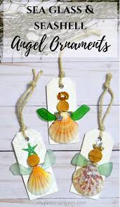 Clam shell ornament snowman kid. Sea Glass Seashell Angel Ornament My Pinterventures