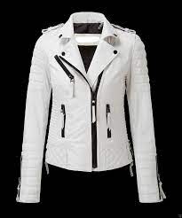 New White Leather Jacket Women Quilted Biker Motorcycle Slim Fit All Size Coats Jackets White Leather Jacket Leather Jackets Women Real Leather Jacket