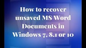 Sep 23, 2020 · to perform an unsaved word document recovery easily, recoverit pro is highly recommended. How To Recover Unsaved Word Document On Windows Youtube