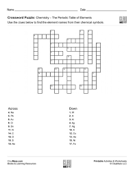 Want to see correct answers? Crossword Puzzle Chemistry The Periodic Table Childrens Educational Workbooks Books And Free Worksheets