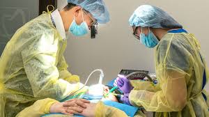 Emergency dental treatment in progress