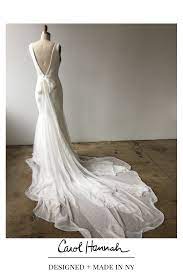 Custom Wedding Gown Designer Nyc Deep V Neck And V Back Chiffon Bridal Gown With Bow Wedding Dresses Wedding Bridesmaid Dresses Popular Wedding Dresses