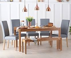 Oak dining set a 7 piece traditional white and natural wooden dinette table with 6 chairs which is the best kitchen or living room solution guaranteed country. Oxford 150cm Solid Oak Dining Table With Benches And Albany Chairs Oxford