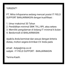 Ada banyak loker batam hari ini, silahkan cek barangkali ada yang sedang anda cari. Lowongan Kerja Daerah Banjarmasin Olx