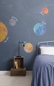 Solar System Wall Mural Kids Bedroom Wallpaper Muralswallpaper Boys Bedroom Wallpaper Space Themed Bedroom Cool Wallpapers For Bedroom
