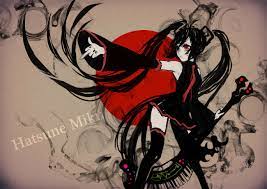 Black Hair Czc Deko Dark Guitar Hatsune Miku Instrument Piano Red Eyes Twintails Vocaloid Konachan Com Hatsune Miku Miku Anime