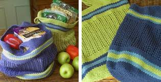 Simple but clever market bag. Lovely Knitted Grocery Bag Free Knitting Pattern