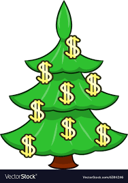 Christmas tree with dollar signs Royalty Free Vector Image
