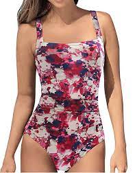 Upopby Women S Vintage Padded Push Up One Piece Swimsuits Tummy Control Bathing Suits Plus Size Swimwea Plus Size Swimwear Swimwear Tummy Control Bathing Suits
