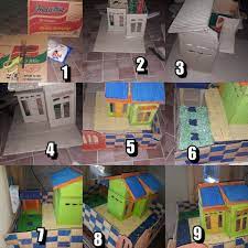 Gambar pola miniatur rumah dari kardus. Rumah Rumahan Dari Kardus Kardus Kegiatan Untuk Anak Rumah Kardus