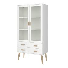 A sparkling glass showcase allows easy access and a full view of your display pieces. Standing Floor Cabinet Showcase Modern Scandinavian Design Living Room Dining Room Mdf Wooden Legs White 2 Glass Doors 2 Drawers Buy Online In Qatar At Qatar Desertcart Com Productid 203035440