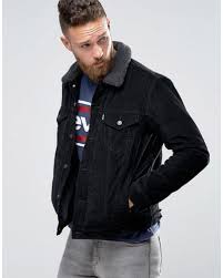 Levi S Corduroy Levi S Cord Borg Lined Jacket Type 3 Trucker In Black For Men Lyst
